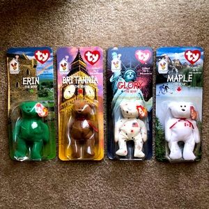 1999 TY Beanie Babies Britannia Glory Erin Maple The Bear McDonalds Lot Set of 4